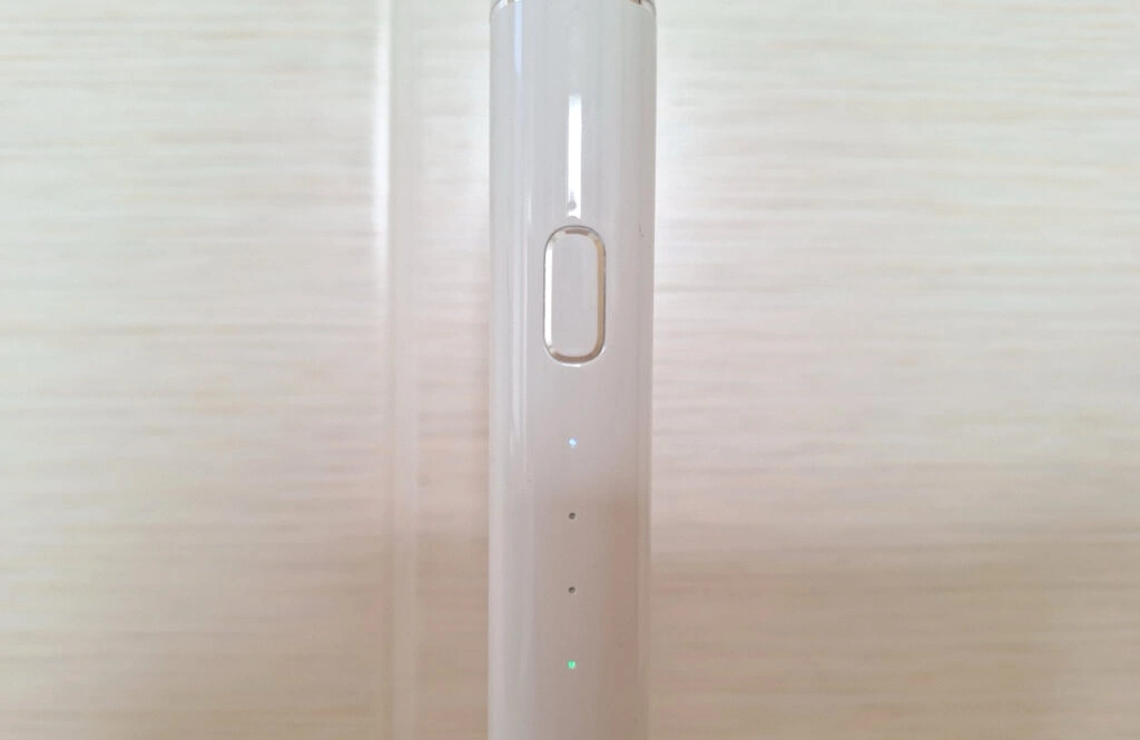 WhyteDOT WD.1: Nahaufnahme der Einschalttaste und LED-Anzeigen