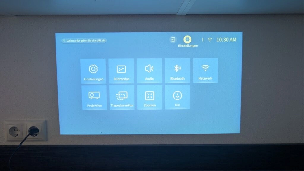 Technaxx TX-332: Einstellungsmenü im Projektor-Screen