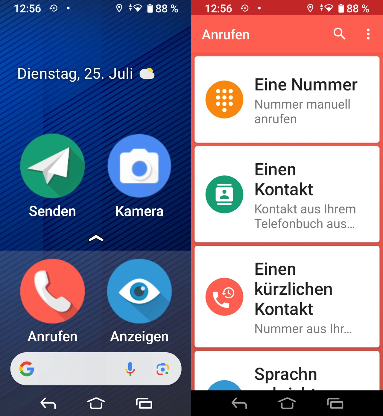 Screenshot der Benutzeroberfläche des Doro 8200