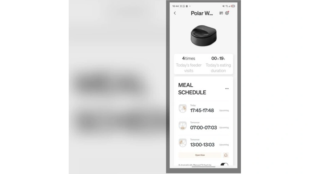 App Übersicht mit anstehenden Mahlzeiten