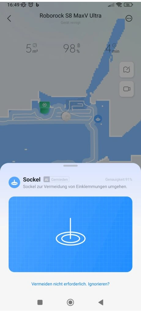 Roborock S8 MaxV Ultra Staubsauger- und Wischroboter App Hinderniserkennung