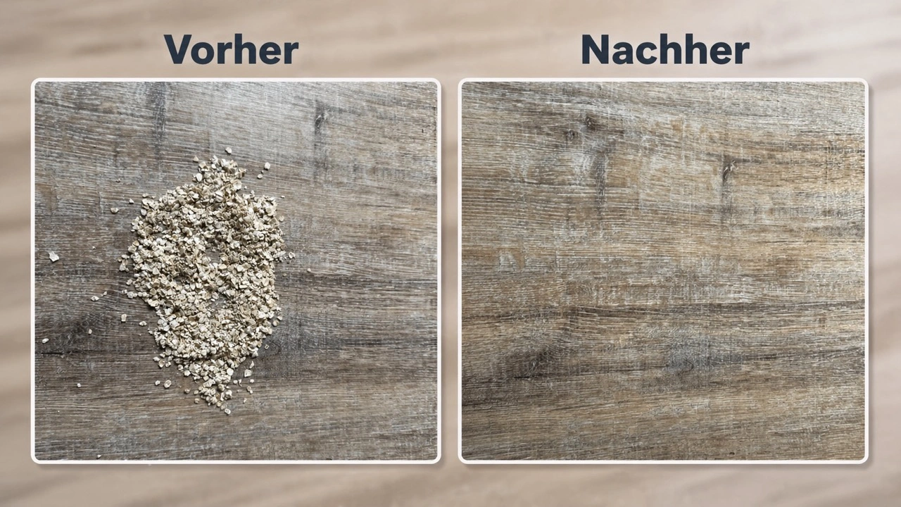Tineco Floor One S9 Artist Steam Pro: Vorher-Nachher bei grobem Schmutz