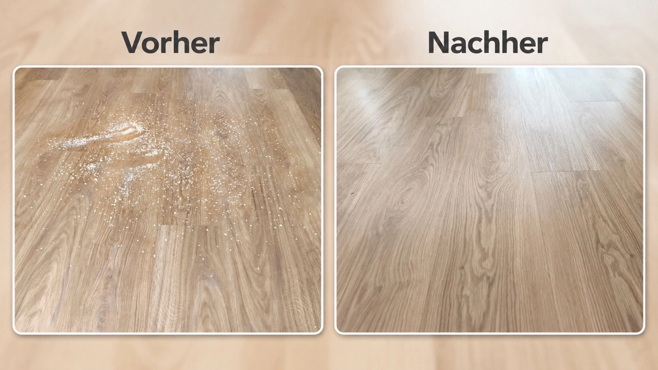 Tineco Pure One S70: Vorher-Nachher bei Feinschmutz auf Hartboden