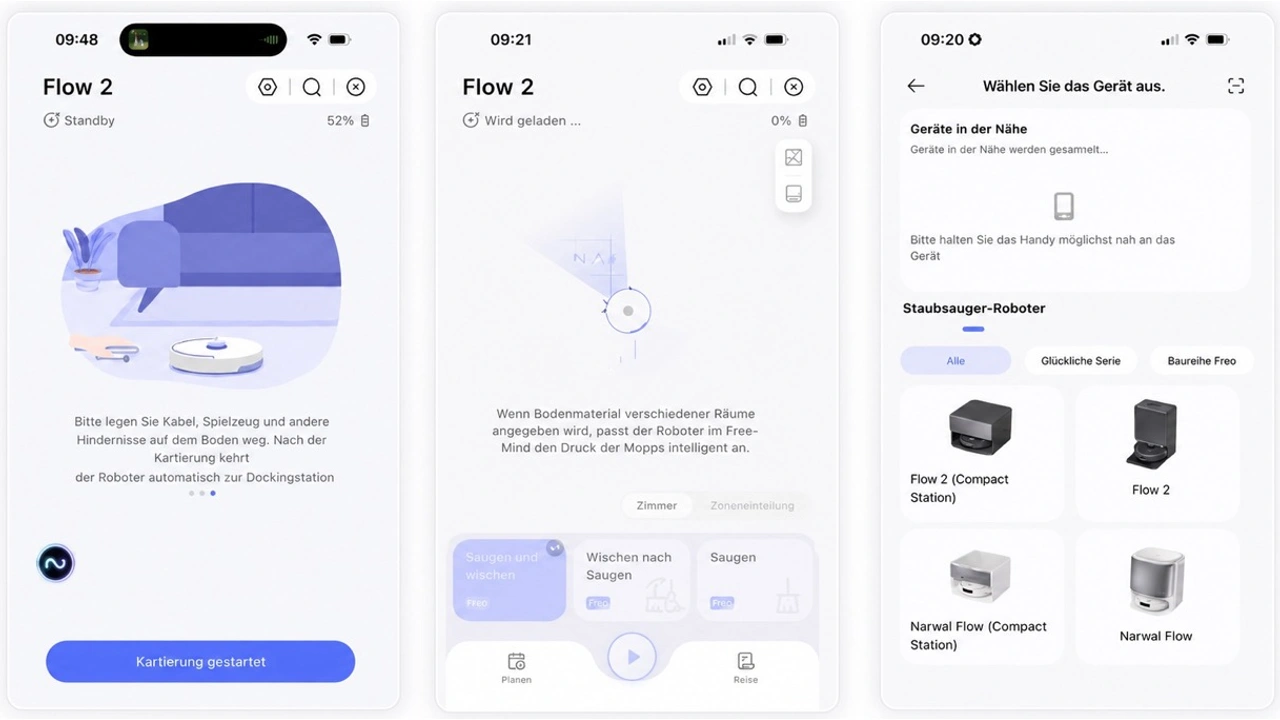 Narwal Flow 2: App-Steuerung und Geräteeinrichtung