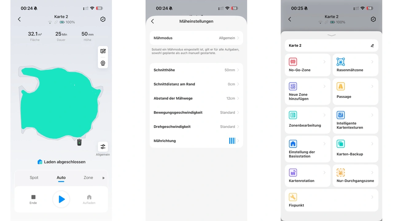 Terramow V600: App mit Karte und Mähoptionen