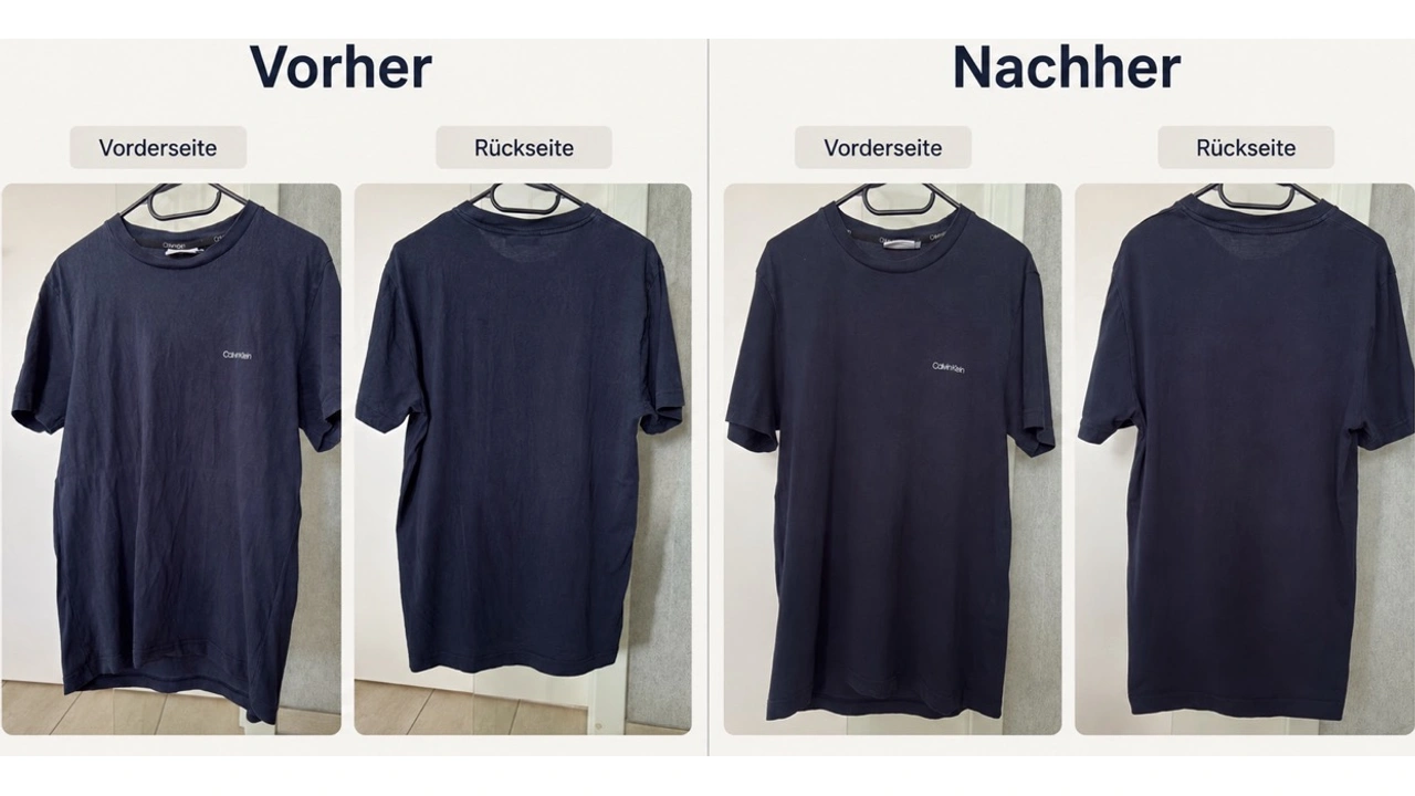 Neakasa Magic 1: Vorher-Nachher-Ergebnis am T-Shirt