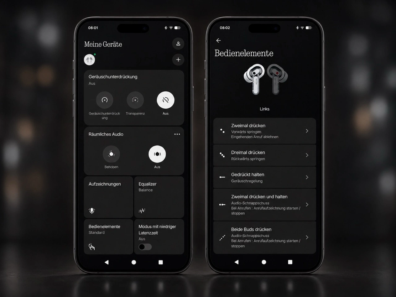 Nothing Ear (3a): App-Übersicht und Bedienelemente