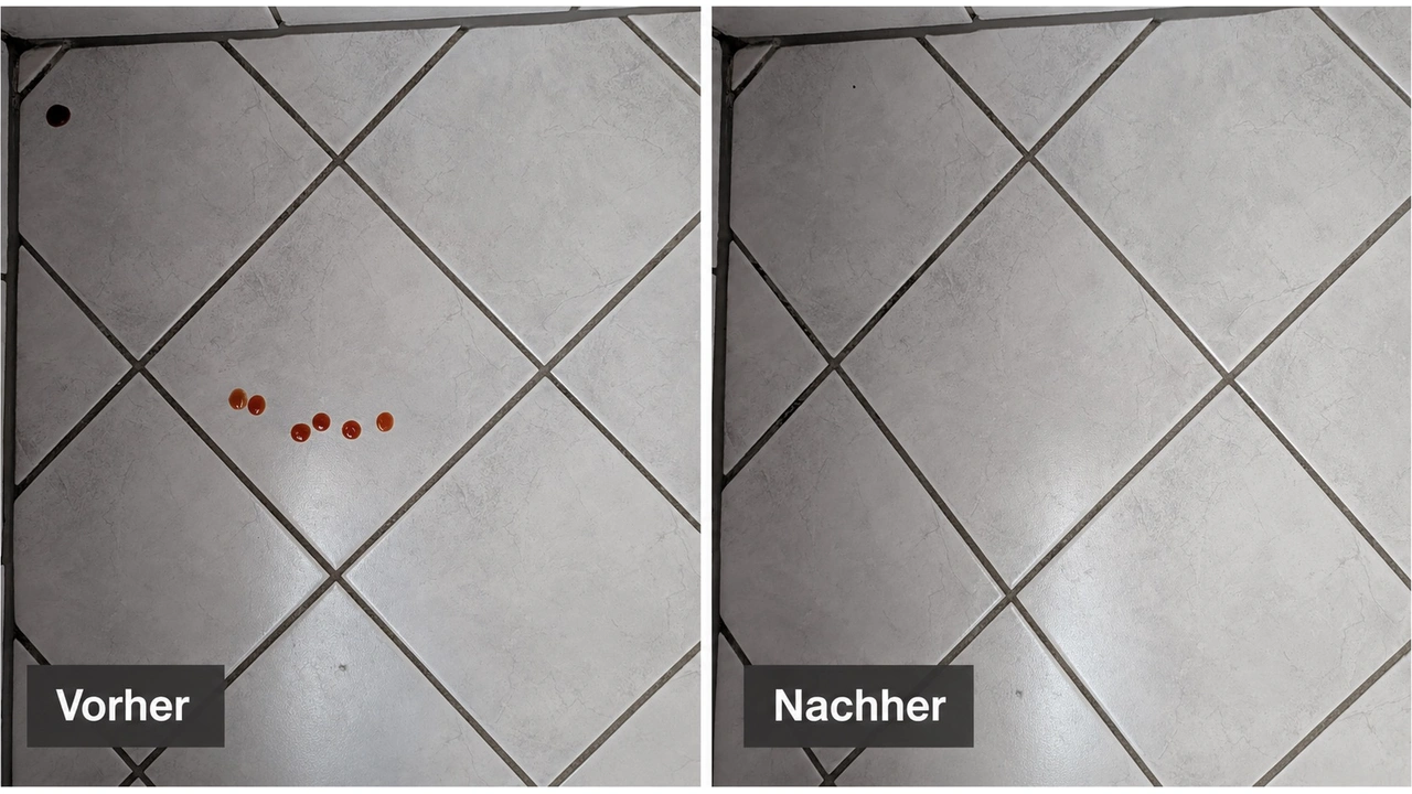 Tineco FLOOR ONE i7 Fold: Flüssigkeitsflecken auf Fliesen