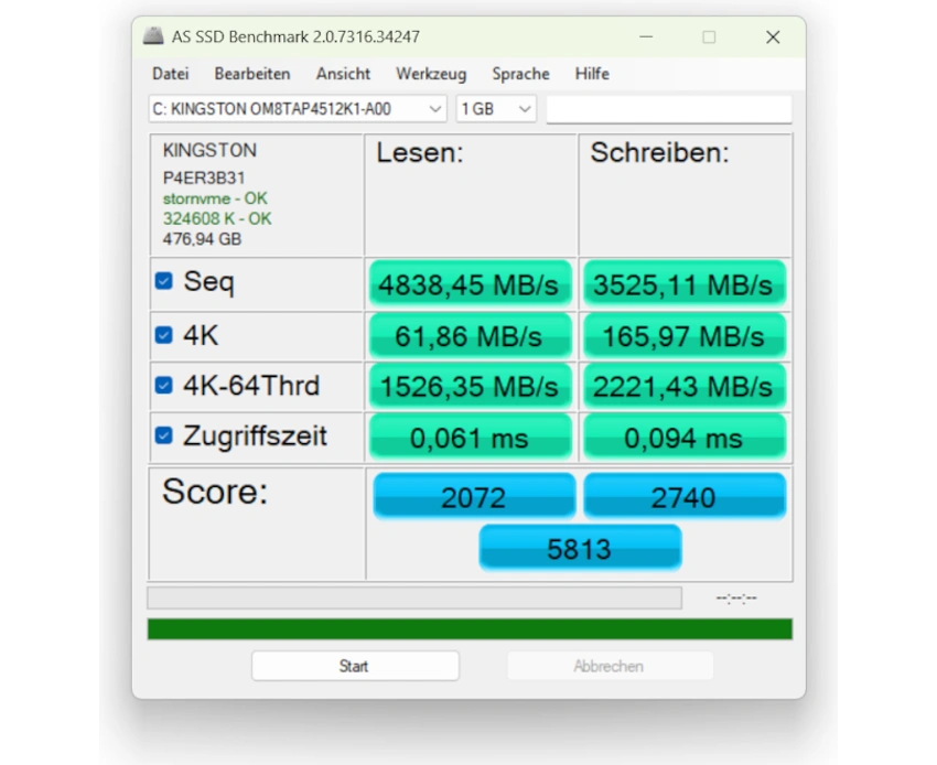 GEEKOM GeekBook M16 Business-Laptop mit Intel Core Ultra 9: AS-SSD-Benchmark