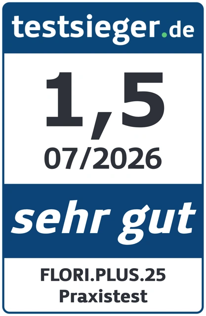 Testsiegel FLORI.PLUS.25