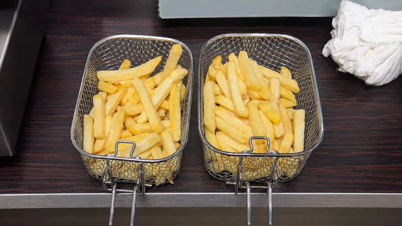 Tristar FR-9330: zwei kleine Frittierkörbe mit Pommes