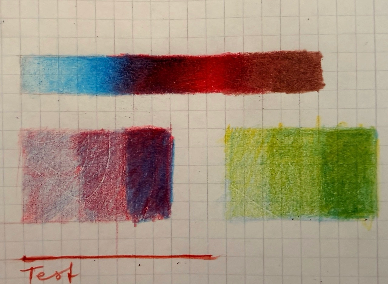 LIEBERGE Buntstifte in Profi-Nylon-Etui | 72 Farben: Misch- und Schichttest auf Papier