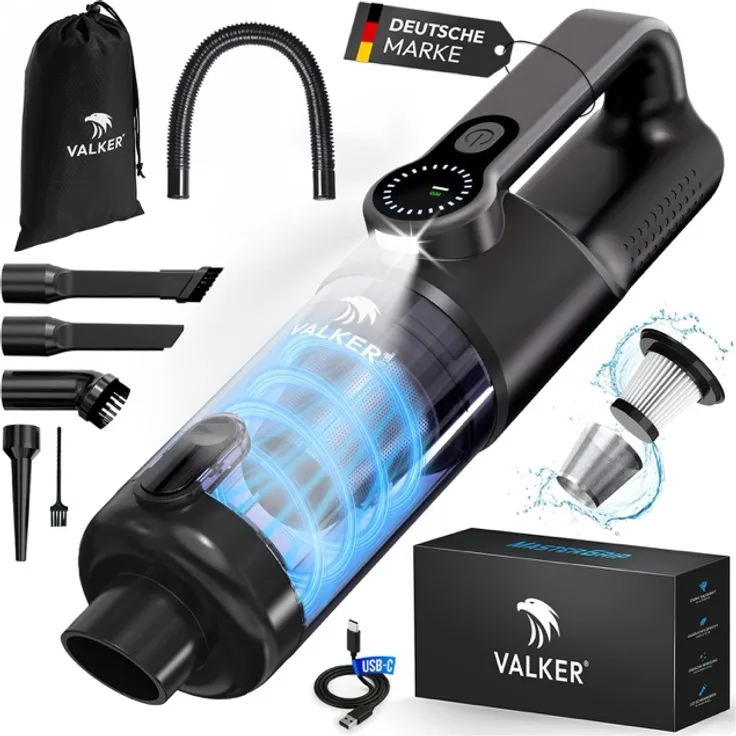 VALKER Handstaubsauger MasterGrip, Akku mit 80000 RPM, starke Saugleistung, 30 min Akkulaufzeit, leicht und ergonomisch
