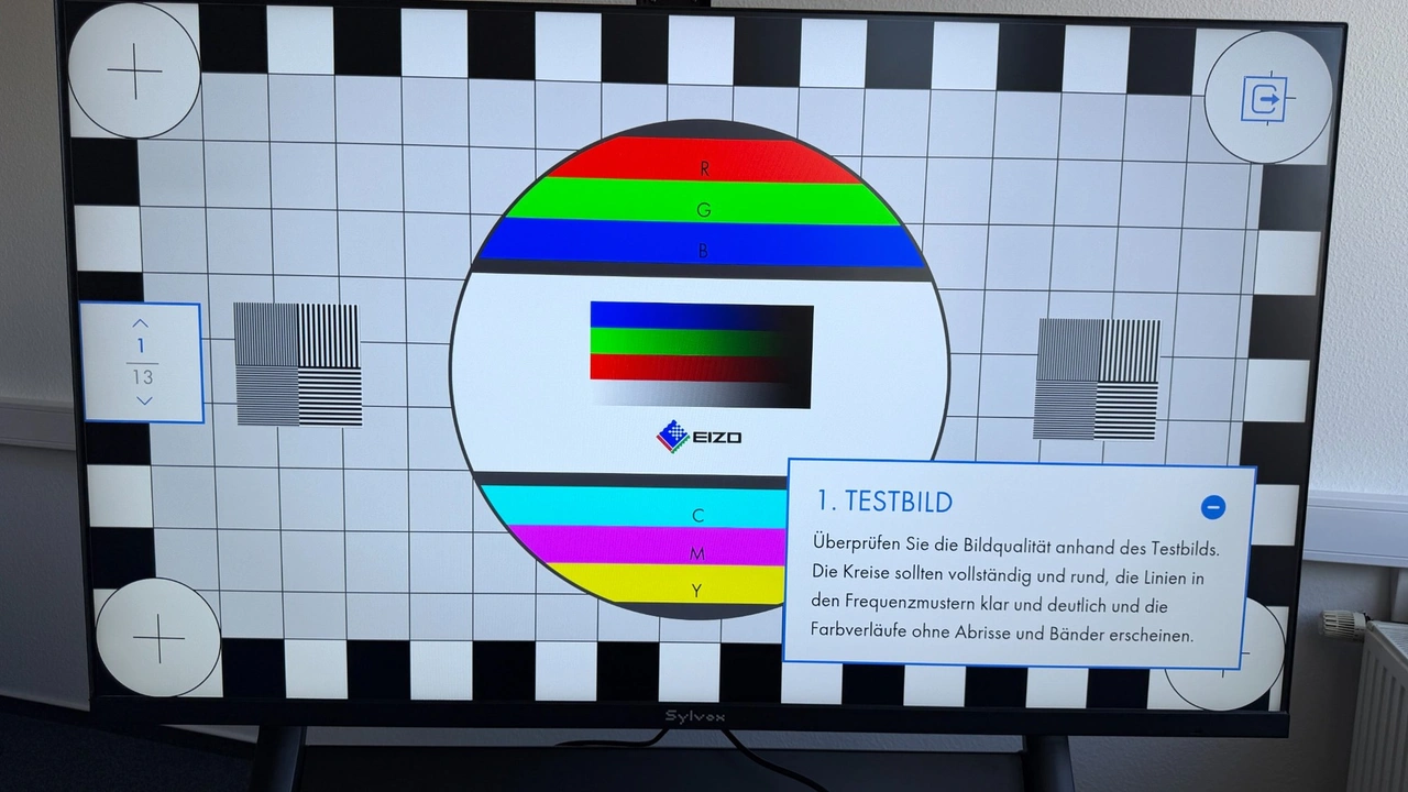 Sylvox Frameless Pro: EIZO-Testbild zur Prüfung der Bildqualität