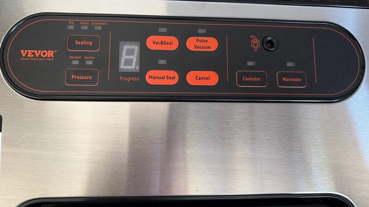 VEVOR VS5164 Vakuumiergerät 130W: Bedienfeld mit Programmtasten und Ziffernanzeige