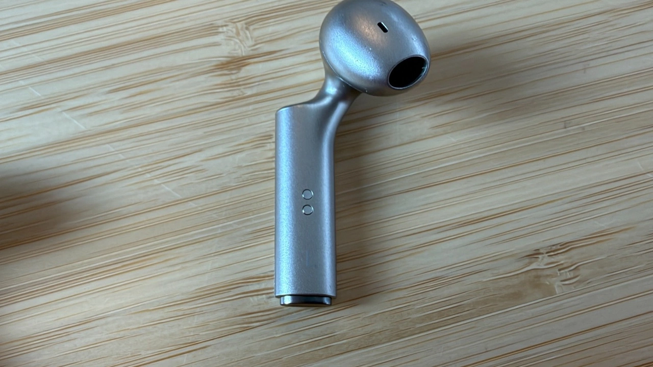 Timekettle W4 Plus: Ohrhörer mit Mikrofonöffnungen und langem Schaft