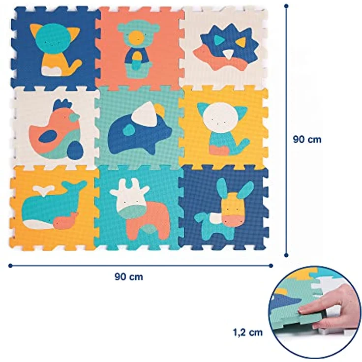 LUDI 10023 9 Schaumstoff-Fliesen mit Tiermotiven – Bodenmatte – Riesiges Puzzle – ab 10 Monaten Schaumstofffliesen, Multicolores – Bild 4