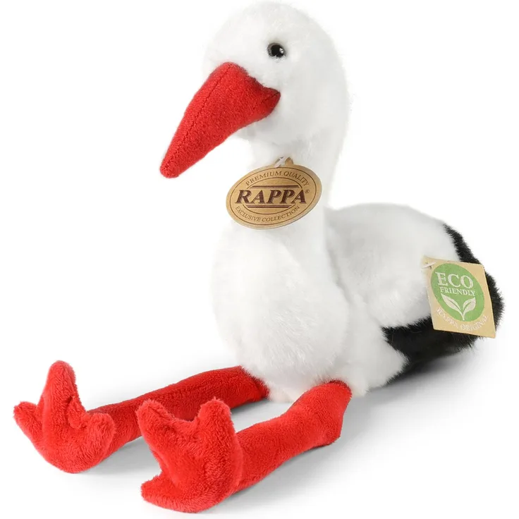 RAPPA Plüschstorch 20 cm, umweltfreundliches Kuscheltier mit recycelter Füllung, handgenäht