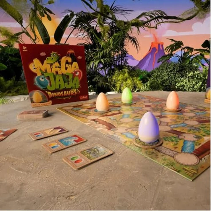 TREFL 02281 Megajaja Dinosaurs, Brettspiel mit leuchtenden Eiern und Aufgabenkarten – Bild 7