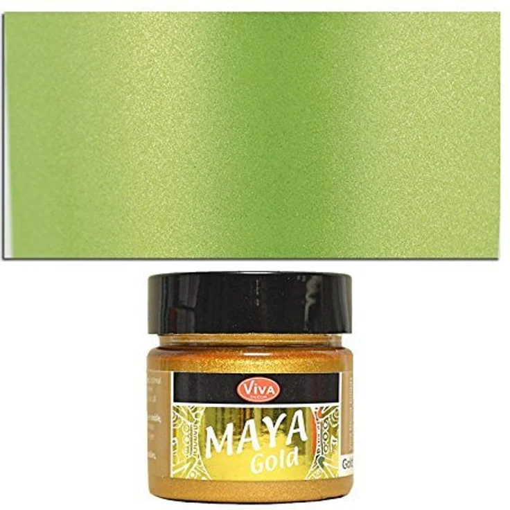 Viva Decor Maya Gold Glanz Jar, 50 ml seidenmatt metallisch schimmernde Effektfarbe in Avocado – Bild 3