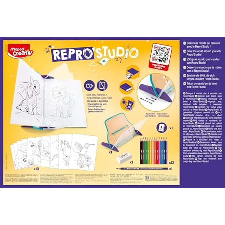 Maped CREATIV REPRO STUDIO Pausch-Set, magisches Reproduktions- und Zeichen-Set für Kinder, inkl. 12 Buntstifte STRONG MINI, Bleistift & Radierer, für 2D & 3D Objekte, ab 6 Jahren – Bild 4