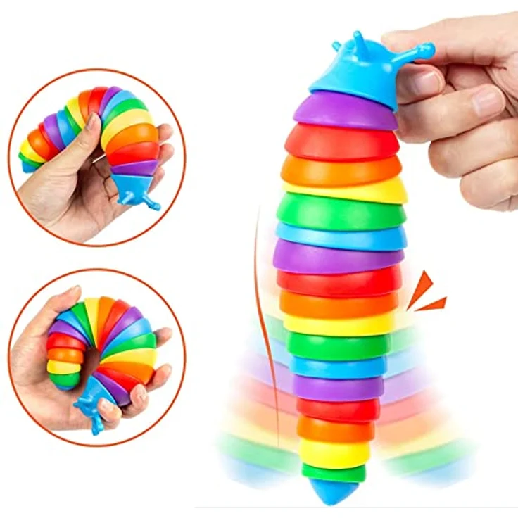 Yolistar Fidget Slug Spielzeug, 2 Stück, Flexible Dekompressionsschnecke für Kinder und Erwachsene, Stressabbau, Gartendekoration – Bild 3