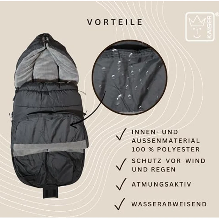 Kaiser Fußsack Akiko Thermo Kinderwagenfußsack, universal einsetzbar für alle Gurtsysteme, 100 x 45 cm, Pflegeleicht, für 6-36 Monate – Bild 5