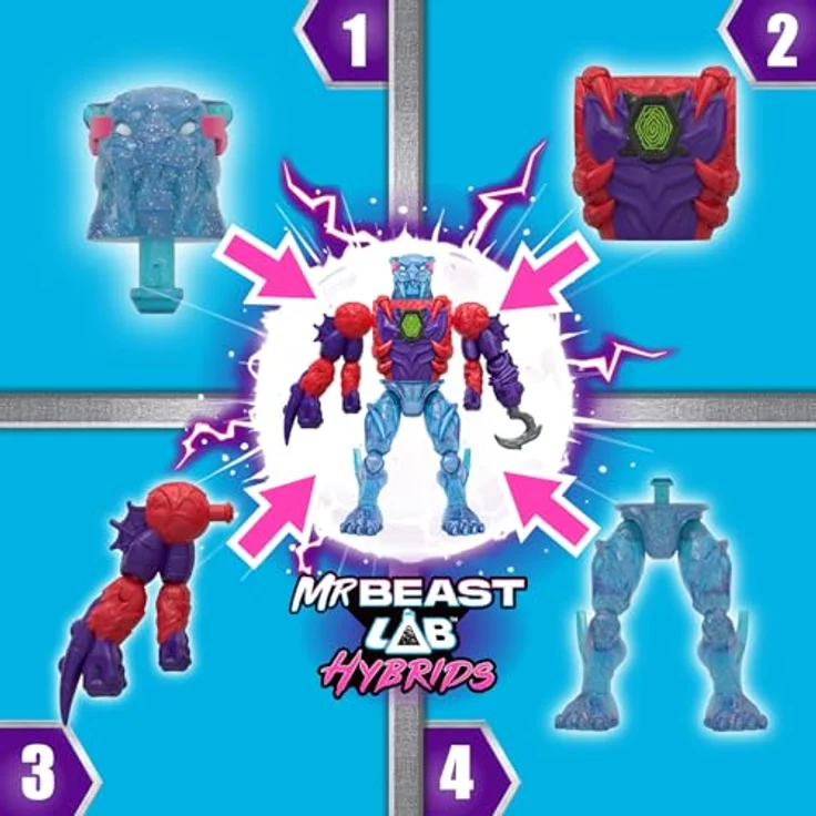 MRBEAST LAB 2er-Pack Figuren MS24904, Mix & Match, mehrfarbige Kunststofffiguren für kreatives Spiel ab 5 Jahren – Bild 3