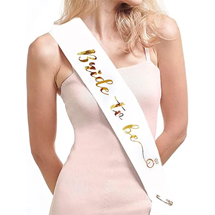 Mytovosn Deko Schärpe Set, 15PCS mit 1 Braut Schärpe, 10 Team Bride Schärpen, Schleier, Tiara, Tattoos und Accessoires für Junggesellinnenabschied, roségold – Bild 3