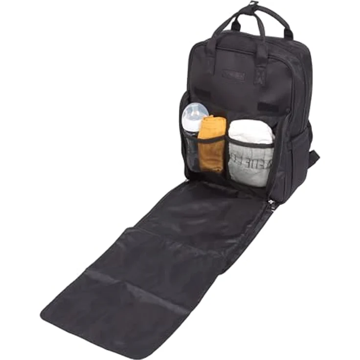 Tineo Wickeltasche Schwarz, trendige Wickeltasche mit großzügigem Stauraum – Bild 3