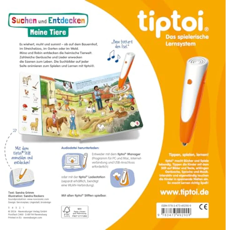 Ravensburger tiptoi® Buch - Suchen und Entdecken - Meine Tiere mit interaktiven Tiergeräuschen und Bildern – Bild 2