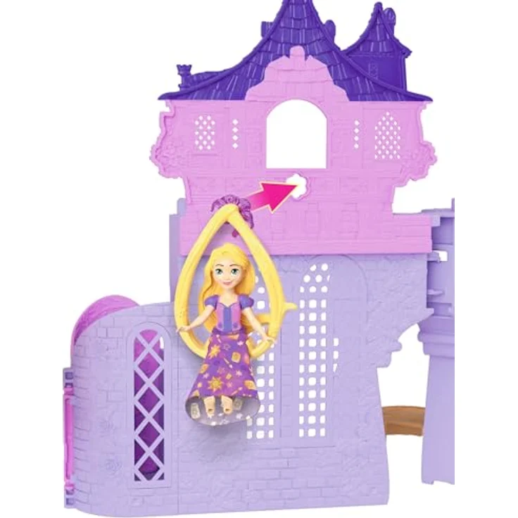 Mattel® Puppenhaus Disney Prinzessin Rapunzel Stacking Castle mit 9 cm Rapunzel-Puppe und Möbeln, tragbar – Bild 4