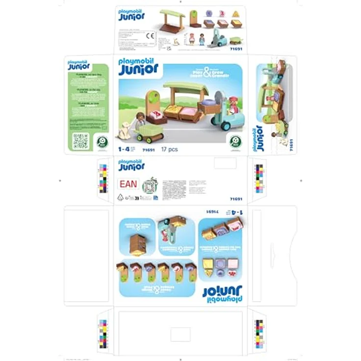 Playmobil® 71137 Bio-Marktstand mit Gabelstapler, inkl. Obst- und Gemüsekisten, Playmobil® Junior – Bild 9