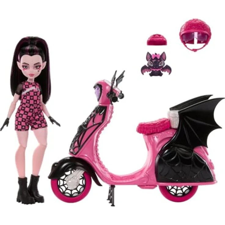 Monster High Draculaura und Sein Monster Scooter hig, Puppen Zubehör mit Vampir-Thema – Bild 4
