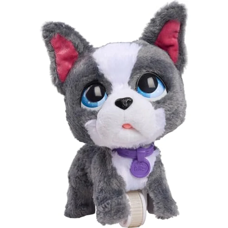 Just Play furReal Walk-A-Lots French Bulldog, interaktives Spielzeug mit Soundeffekten, 20,3 cm großer grauer und weißer Plüschwelpe, 4-teilig, für Kinder ab 4 Jahren – Bild 4