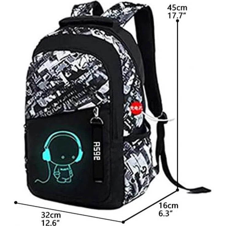 Asge 128-1 Oxford-gewebe Schulrucksack, grau, reflektierender Daypack mit verstellbaren Schultergurten und großer Kapazität (32 x 43 x 15 cm) – Bild 2