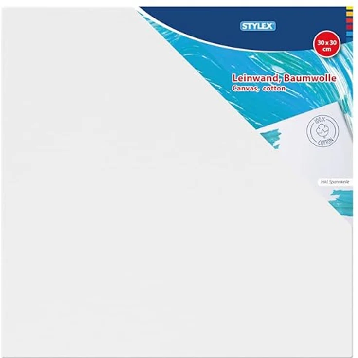 Stylex 28578-P6 Keilrahmen 30 x 30 cm, quadratisch, 6 Stück, Baumwolle, grundiert, für Öl-, Acryl- und Temperafarben – Bild 2