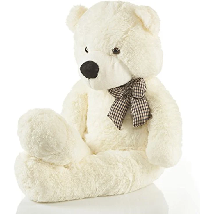 Feluna Riesen Teddybär XXL Kuschelbär 120 cm groß Plüschbär - Original Teddy Bär mit Schleife Weiß – Bild 4