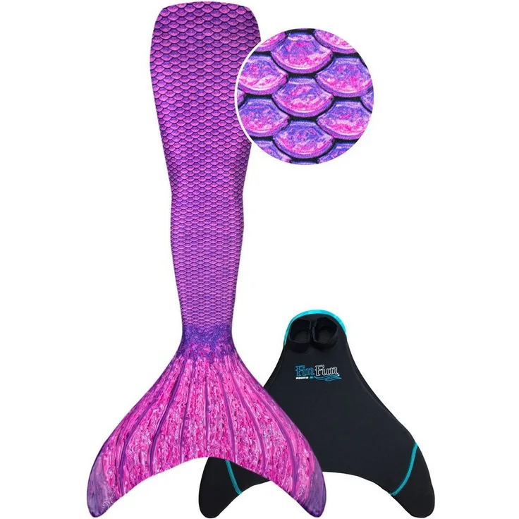 Fin Fun Monoflosse ASIAN MAGENTA, hochwertige Kinder-Tauchflosse mit TIP PROTEKTOR, 45,5 x 37 cm