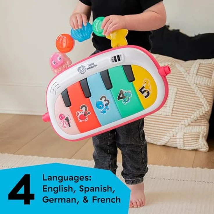 Baby Einstein 4-in-1 Kickin’ Tunes Jellyfish Jamboree, Musik- und Sprachentdecker-Spielzeug in Pink mit 90+ Melodien und 4 Spielmodi – Bild 12