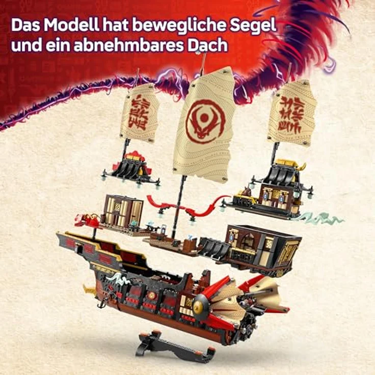 LEGO Ninjago 71848, Tempel-Flugsegler mit 2.387 Teilen, für 14+ Jahre, interaktive Funktionen und Präsentationsständer – Bild 4