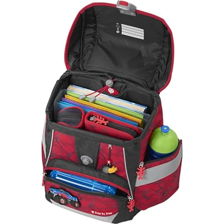 Step by Step Schulranzen-Set 2IN1 Plus „Monster Truck Rocky“ 6-teilig, ergonomischer Tornister, höhenverstellbar mit Hüftgurt, für die Grundschule, ab der 1. Klasse, 19L, rot – Bild 5