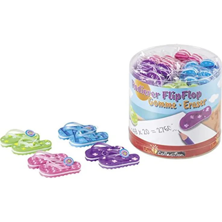 Brunnen 1029979 Radiergummi / Radierer Flip Flop Fun Collection, 4 x 3 cm, 2er-Set, 4 verschiedene Farben)
