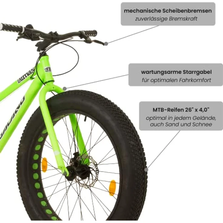 Galano 26 Zoll Fatman 4.0 Zoll Fat TYRE Fatbike, Farbe:neon grün – Bild 3