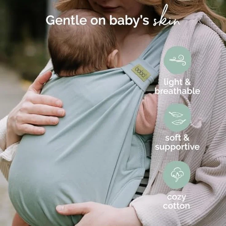 Boba Bliss 2-in-1 Babytragetuch & Babytrage, hüftfreundlich, weich & elastisch, für Neugeborene ab Geburt bis 16 kg, Meeresnebel – Bild 4