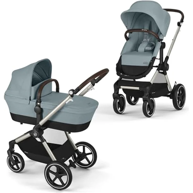 Cybex Gold Kinderwagen EOS Lux 2-in-1, Reisesystem, Stormy Blue, Ab Geburt bis 22 kg (ca. 4 Jahre) – Bild 2