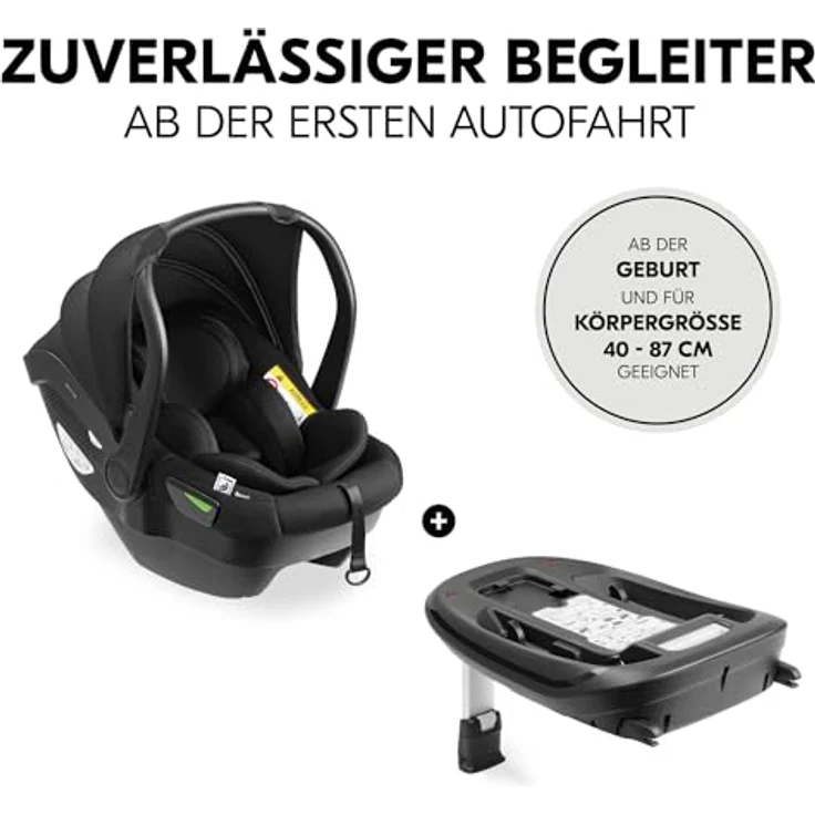 Hauck Babyschale Drive N Care, i-Size, mit Base und Neugeborenen-Einlage, grau – Bild 2