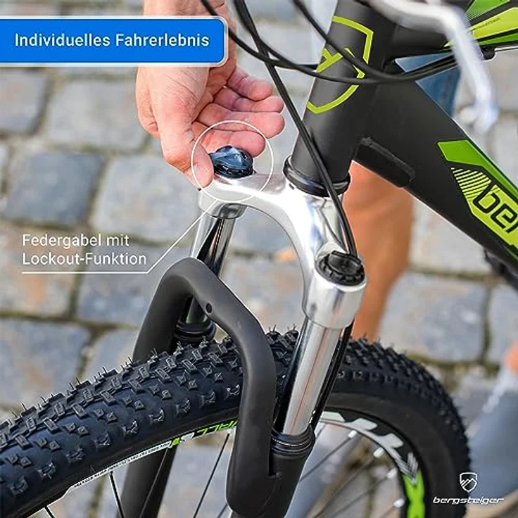 Bergsteiger Detroit 29 Zoll Mountainbike, geeignet ab 170 cm, Scheibenbremse, Shimano 21 Gang-Schaltung, Gabel-Federung mit Lockout-Funktion, Jungen-Fahrrad & Herren-Fahrrad – Bild 4