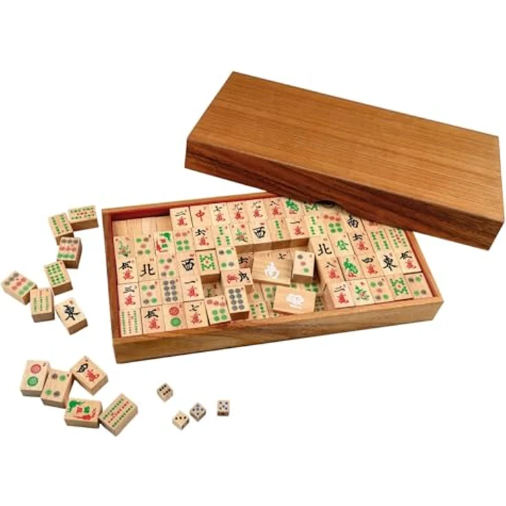 Philos Mah Jongg mit arabischen Zahlen, Brettspiel für 4 Personen in Deutsch, Spanisch, Französisch, Italienisch und Englisch – Bild 1