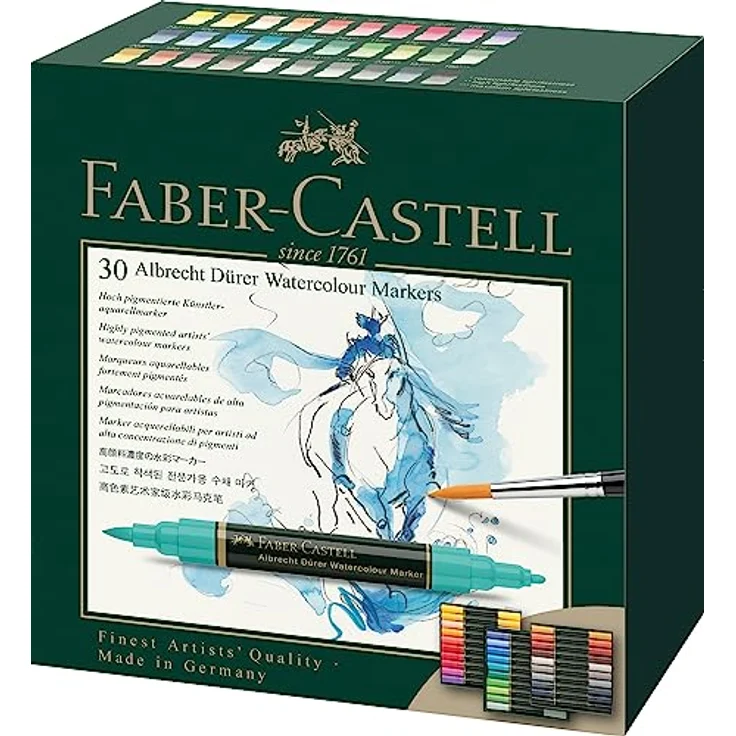 Faber-Castell 160330 Aquarellmarker Albrecht Dürer mit Doppelspitze, 30er Etui, bunt – Bild 1
